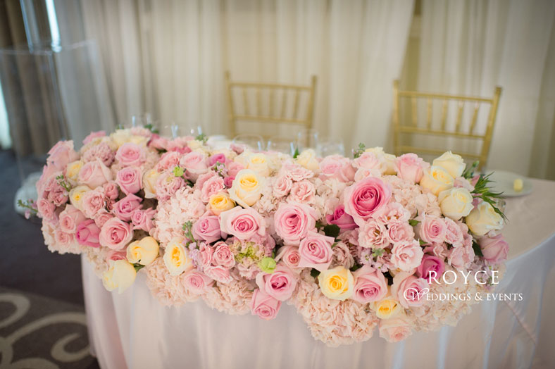 Sweetheart table wedding flower arrangement idea by wedding planner in Orange County http://RoyceWeddings.com Call: 626-560-2537