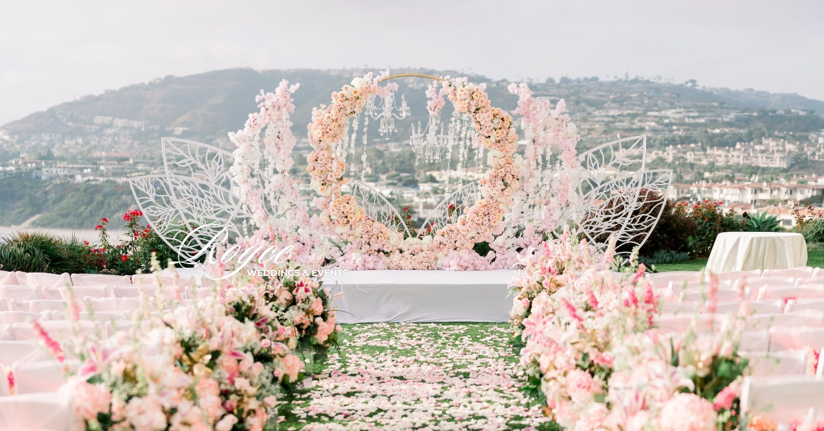 Ritz Carlton Wedding Guide showcasing a fairytale-inspired oceanfront wedding ceremony design