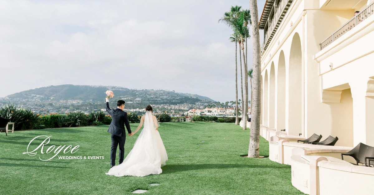 Ritz Carlton Wedding Guide featuring couple portraits with ocean views and elegant architecture