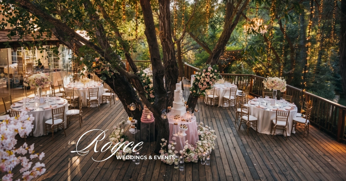 Luxury Malibu ranch wedding reception beneath the iconic tree at Birchwood Room