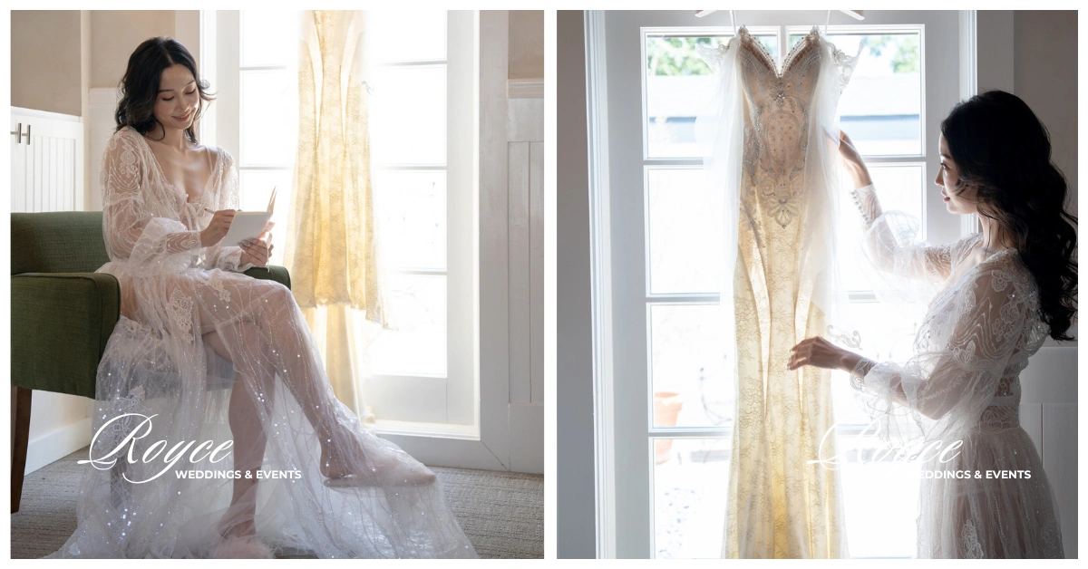 Luxury Malibu wedding bridal preparation inside a private wedding suite