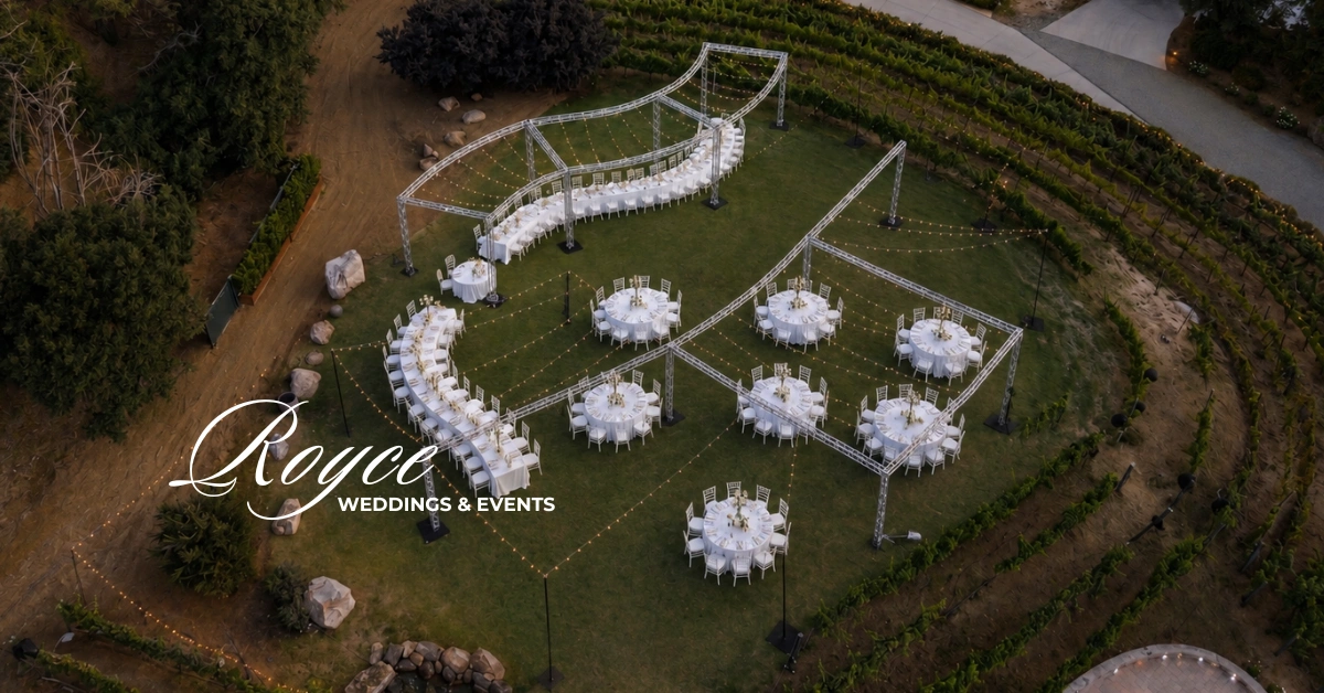 Elegant Calamigos Ranch Malibu Wedding reception surrounded by picturesque vineyard landscapes