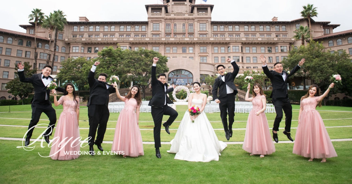Wedding party portrait at a Pasadena wedding venue.