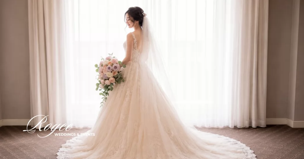 Elegant bridal portrait during wedding preparations at a luxury California country club wedding