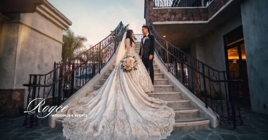 Editorial couple portrait at a luxury golf course wedding venue in Southern California