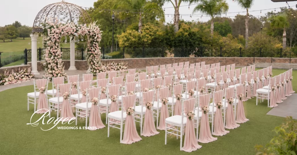 Old Ranch Country Club Wedding ceremony overlooking the beautifully landscaped golf course in Orange County