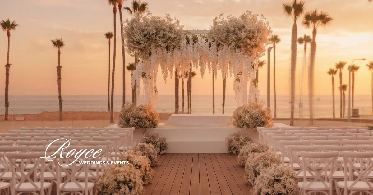 Pasea Huntington Beach Wedding outdoor ceremony at Ocean Lawn with elegant floral design and ocean views