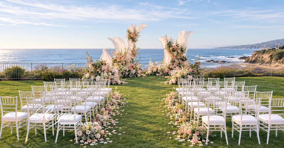 Luxury oceanfront wedding California ceremony overlooking the Pacific Ocean at Half Moon Bay