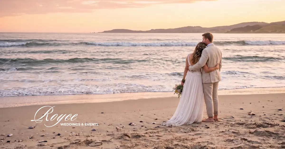 Pasea Hotel Wedding Venue couple sharing a romantic moment beside the ocean in Huntington Beach