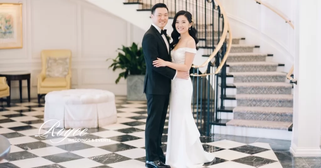 Rosewood Miramar Beach wedding venue couple portrait inside the luxury Montecito resort