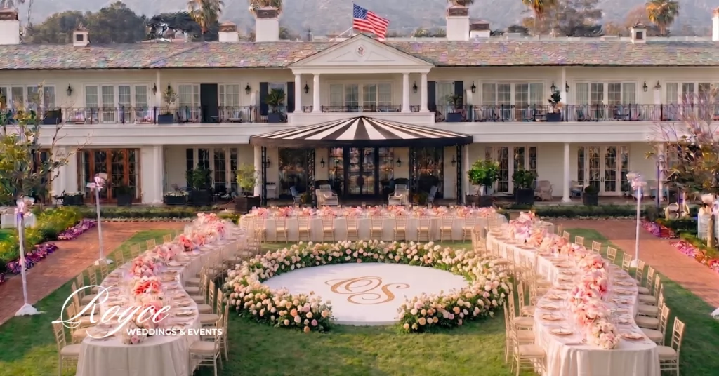 Rosewood Miramar Wedding reception on the Great Lawn with luxury outdoor wedding decor
