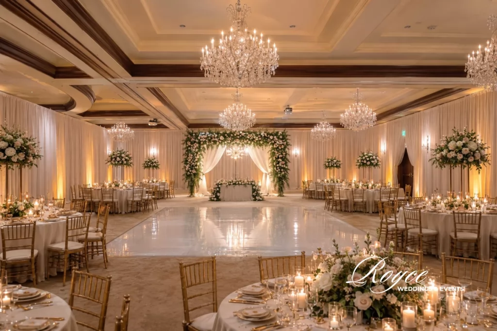Four Seasons Wedding Guide featuring a magical luxury wedding reception with elegant indoor decor at Four Seasons Westlake Village