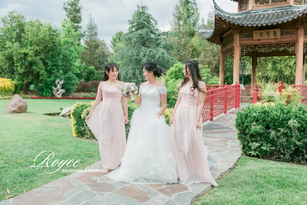Four Seasons Westlake Wedding bridal party portraits with elegant architecture and garden surroundings