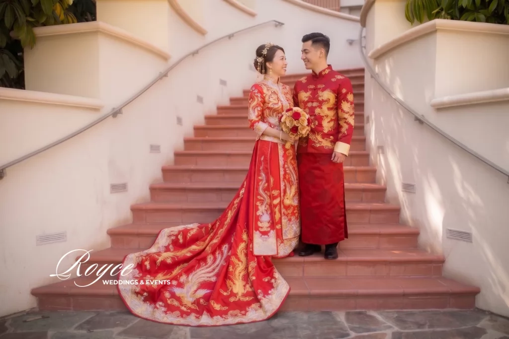 Four Seasons Westlake Wedding couple in traditional Chinese wedding attire