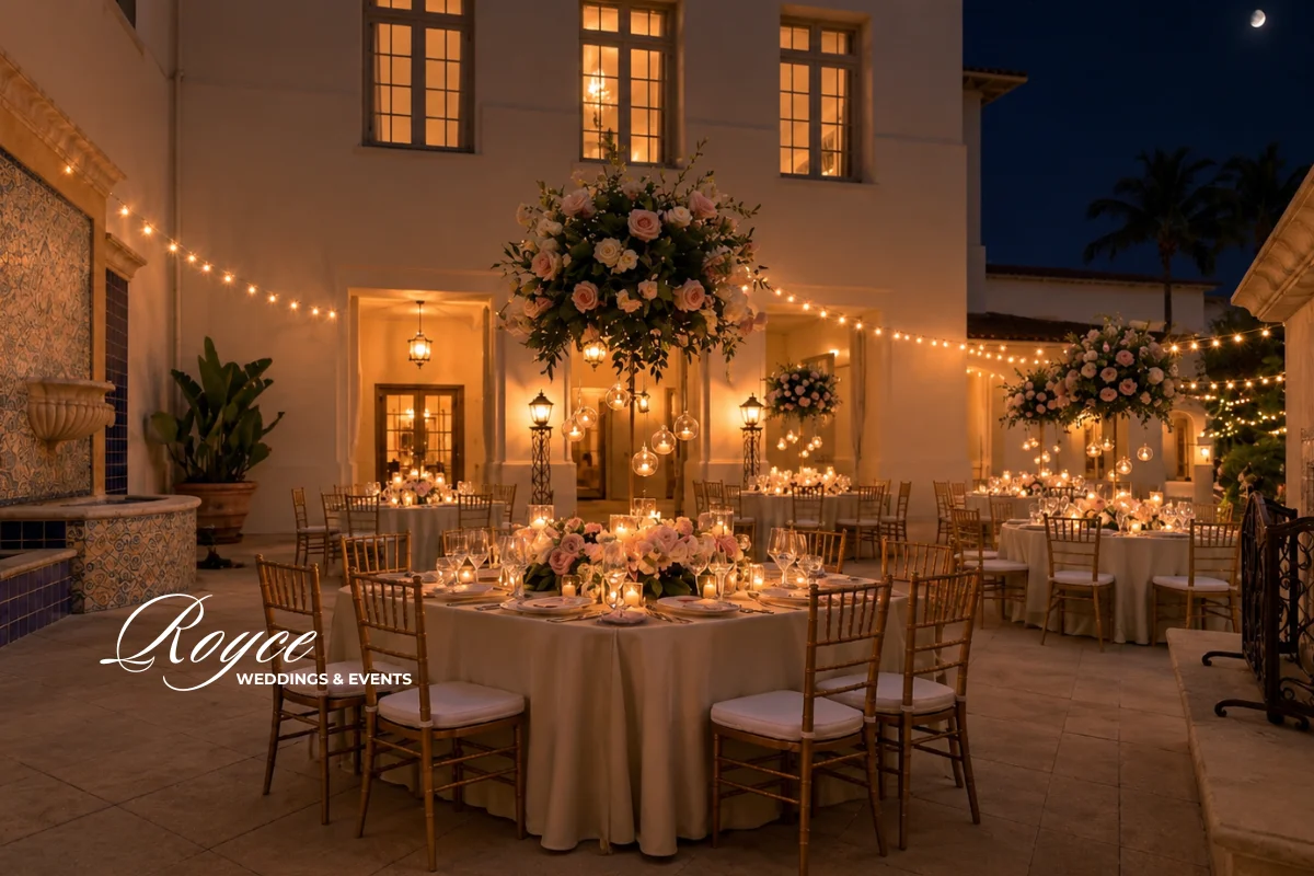 Park Hyatt Aviara Wedding outdoor reception at Avalon with elegant florals and California garden setting