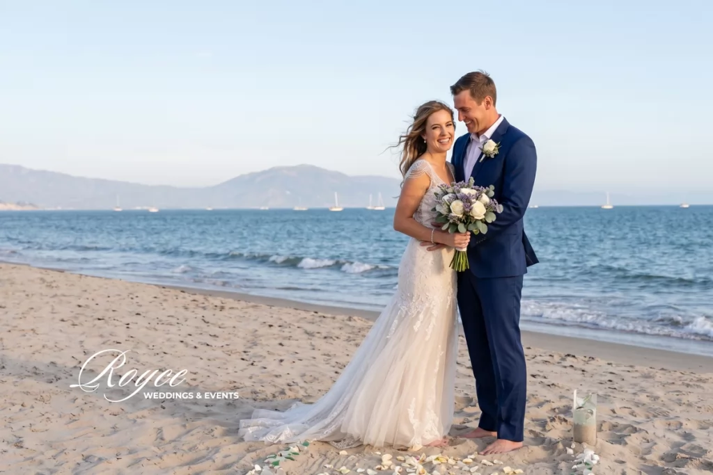 Santa Barbara wedding couple portrait by the beach overlooking the Pacific Ocean