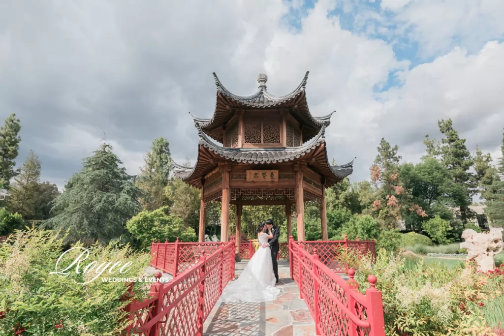 Westlake Village wedding couple portrait with elegant architecture and luxury wedding styling
